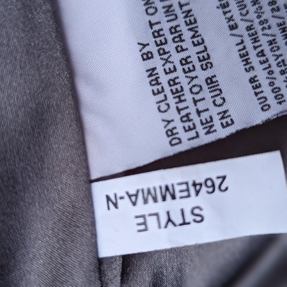 Lamarque Leather Jacket Womens Moto Gray Taupe Long Sleeve Zippers Knit Side - Picture 10 of 11